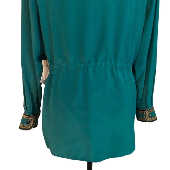 Bob Mackie Wearable Art Silk Jacket Top Tunic Sz Medium Drawstring Zip New Tags - Picture 5 of 13